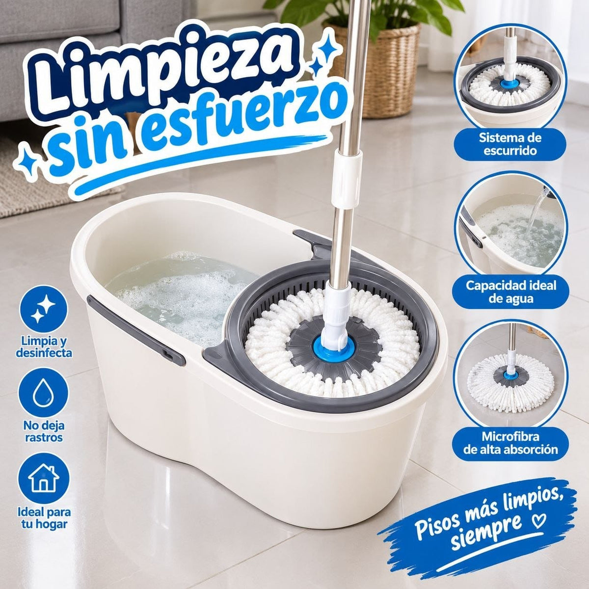 Trapeador Spin Mop Giratorio 360